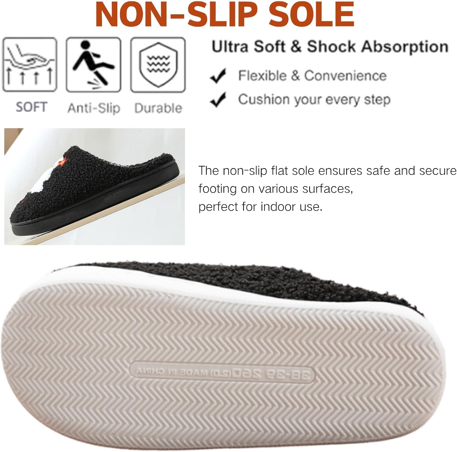 Cute Halloween Slippers for Women Perfect Soft Plush Comfy Warm Slip-On Halloween Pumpkin Slippers fo Women Indoor Fluffy House Slippers for Women and Men Non-slip Fuzzy Flat Slides - Image 5