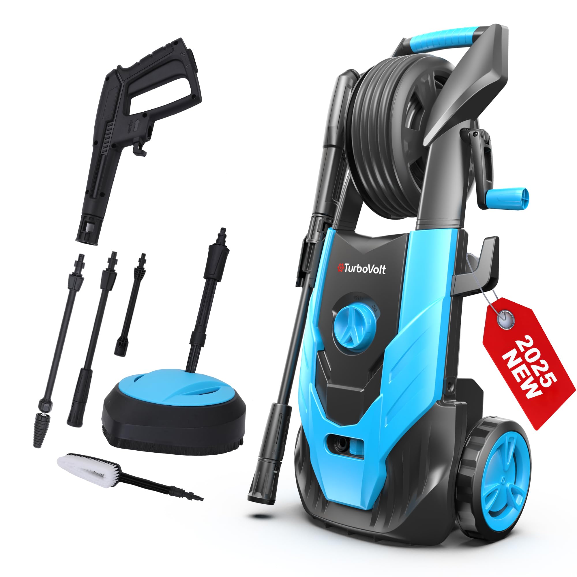 electric pressure washer with 10'' surface cleaner, 1900psi max 1.85gpm power washer with 4-in-1 adjustable nozzle, high pressure machine with foam cannon for cars/fences/driveways/patio/home cleaning