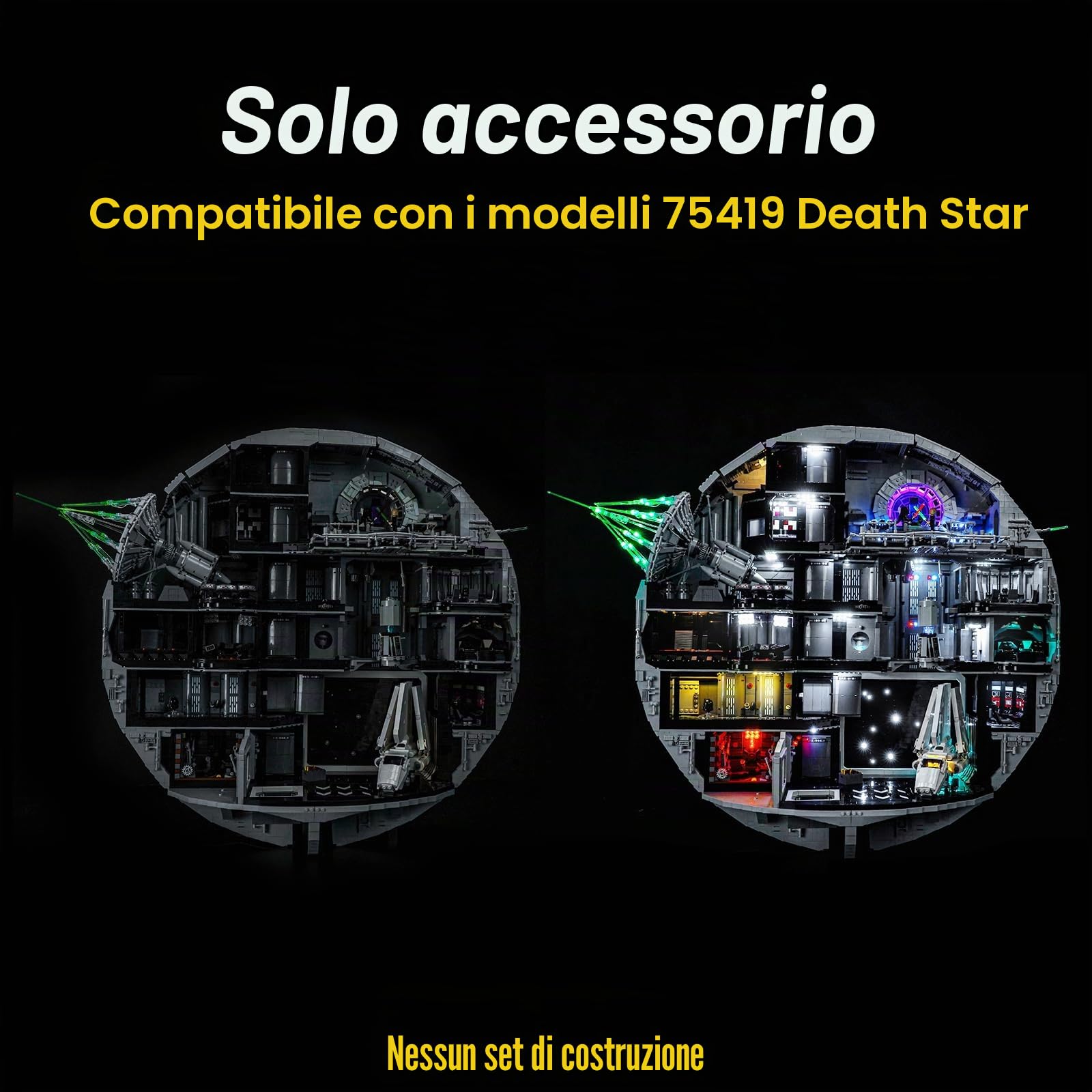 BrickBling set di luci a LED compatibile con Lego 75419 Death Star (senza modello), kit di luci decorative compatibile con Lego Death Star Giocattolo creativo