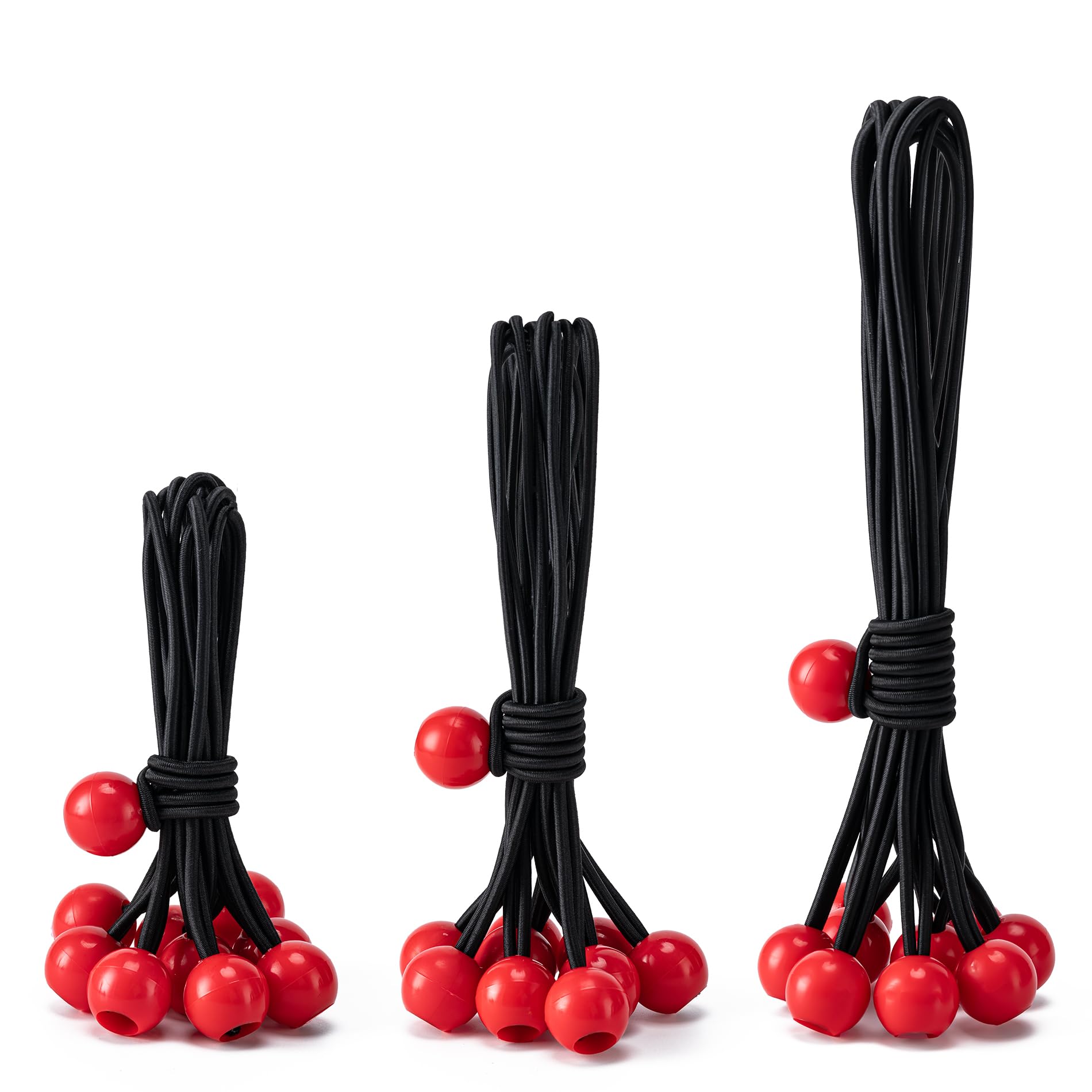 Bungee Cord 6.75 Inch Heavy Duty Bungie Cord Balls Canopy Tarp Tie Down Straps for Camping Tents Cargo Retaining Wire and Hoses Patio Umbrellas Awning (Black/Red Ball) 30 Pack โ image 1