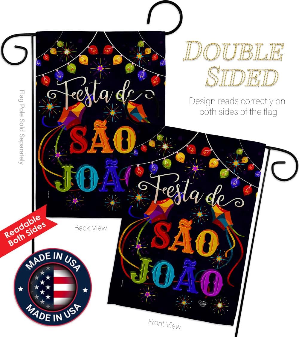 Festa de São João Garden Flag - Celebration Junina Brazilian Festivals Festas Occasion June Party - House Decoration Banner Small Yard Gift Double-Sided Made in USA 13 X 18.5