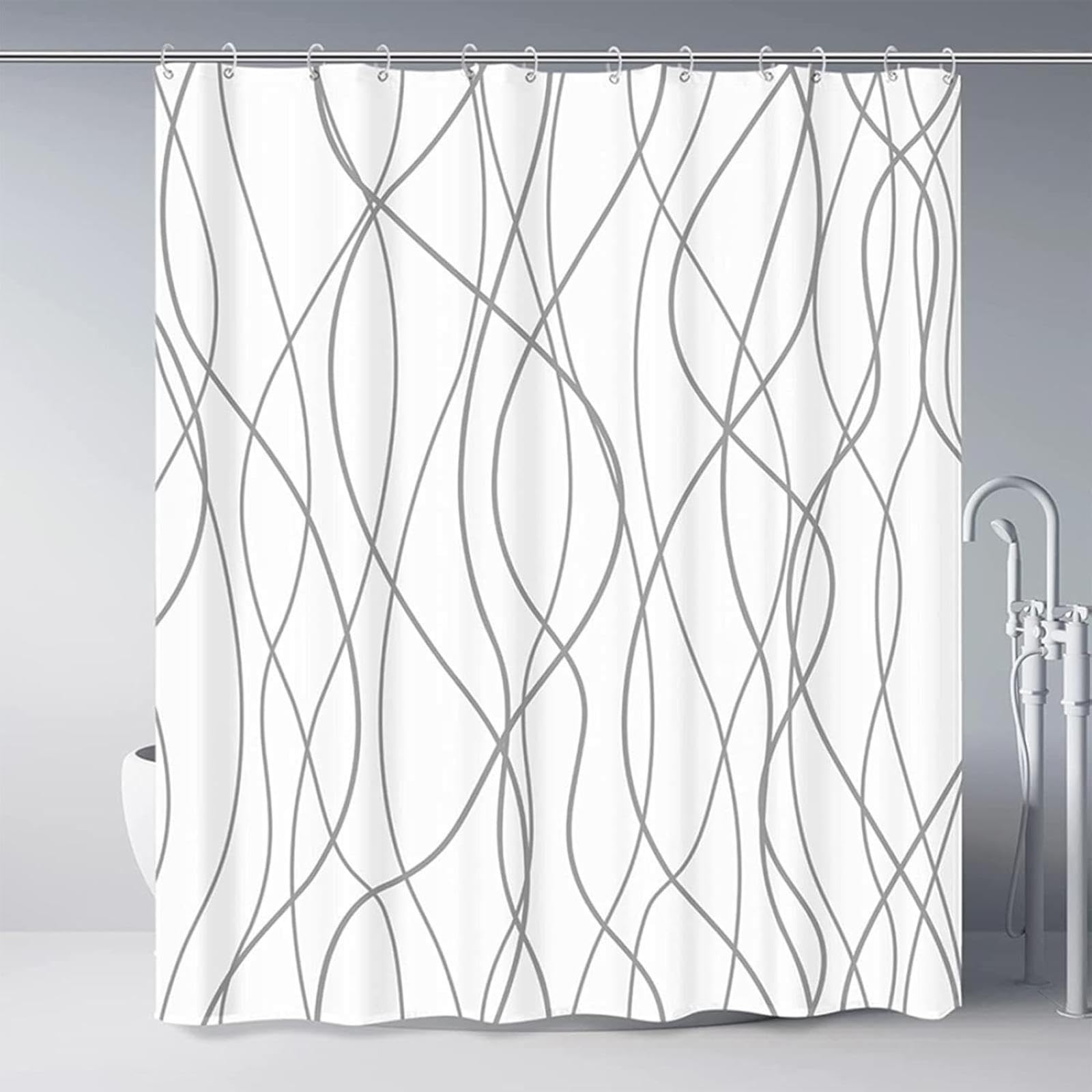 Cortina de ducha impermeable resistente al moho, lavable y fácil de limpiar, poliéster ponderado, 300 x 200 cm, perfecta para decoración de baño