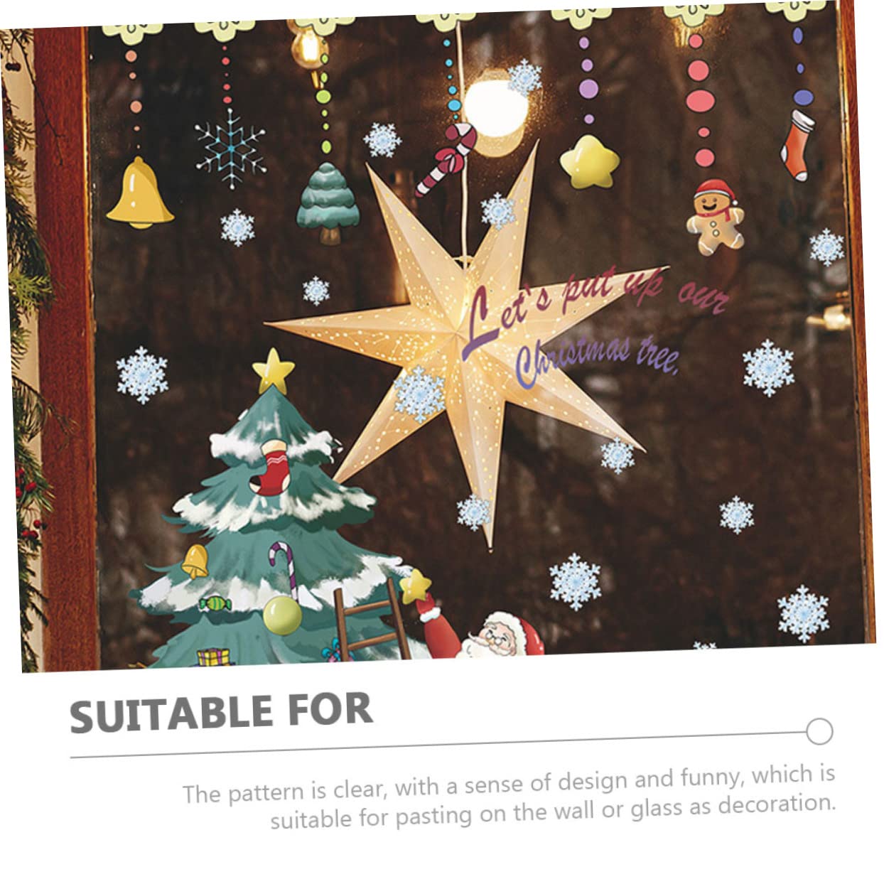 HOMSFOU 8piezas Pegatinas De Ventana Para Navidad Decorativas y Reutilizables Para Ventanas Espejos y Puertas De Para Fiestas y Celebraciones
