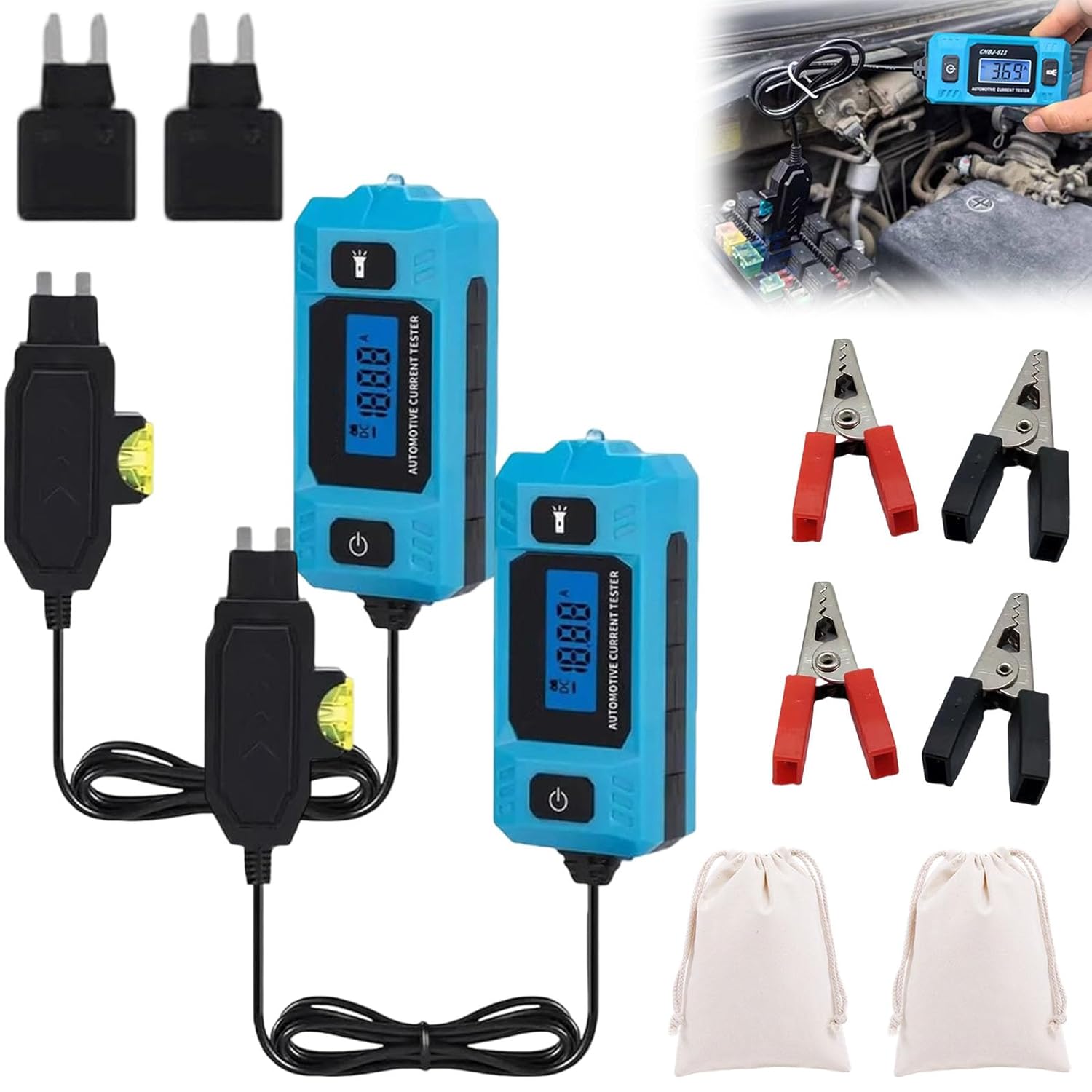 Automotive Circuit Fault Probe Tester, 20A 48V Car Relay Fuse Blade Tester, 2026 New Short Finder High-Precision Current Checker with LED Display and Lighting (2PCS)
