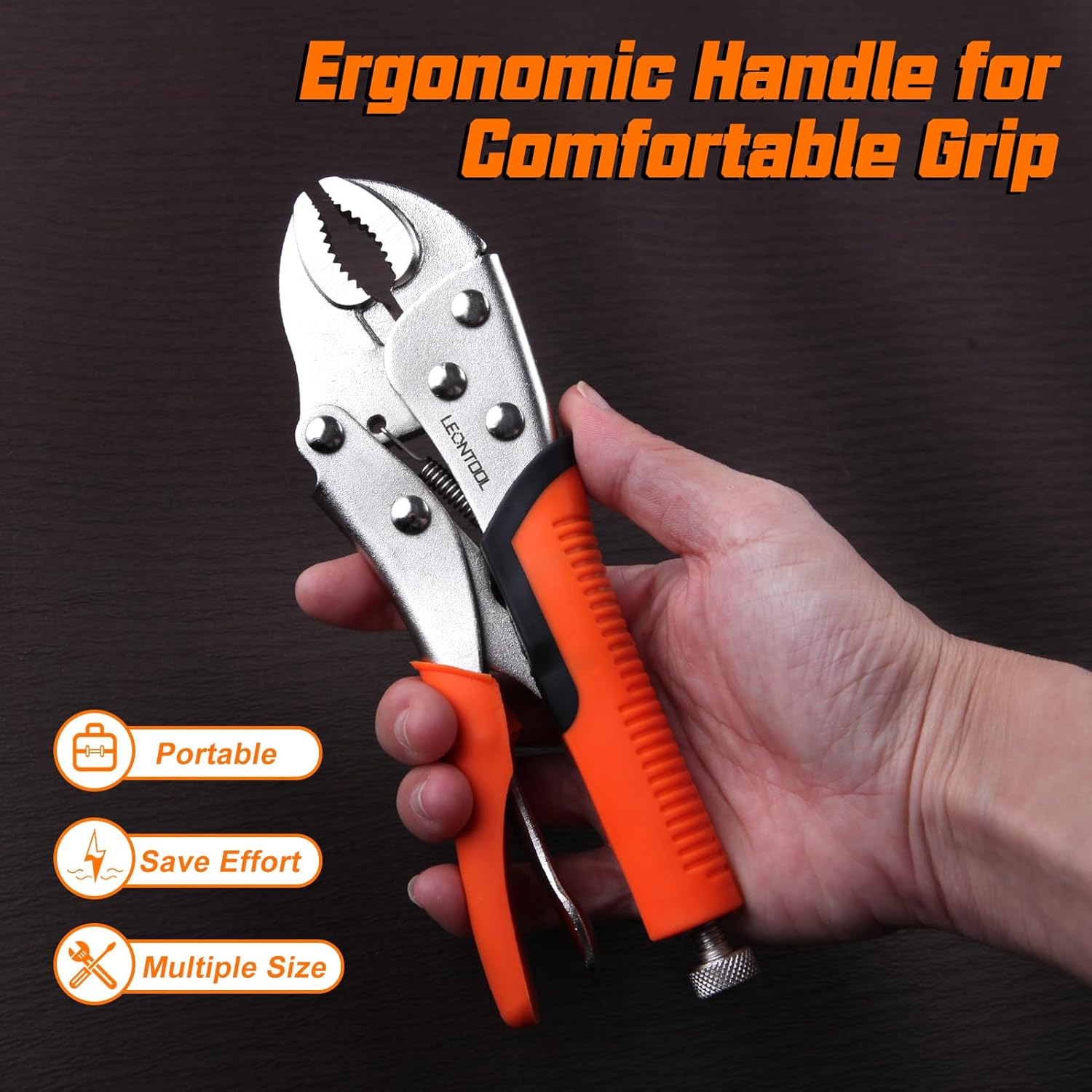 6-Piece Locking Pliers Set, Vice Grips Pliers Set, 5", 7" and 10" Curved Jaw Locking Pliers, 6-1/2", 9-1/2" Long Nose Locking Pliers 6" Locking C-Clamp for Welding Metal Bending Woodworking