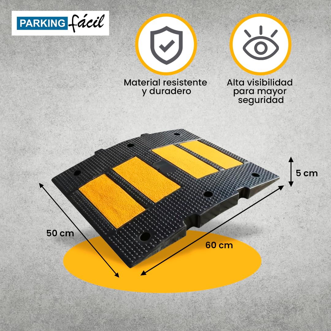 Pack de 2 Reductores de Velocidad de Caucho 5×60×50 cm Antideslizantes para Aparcamientos