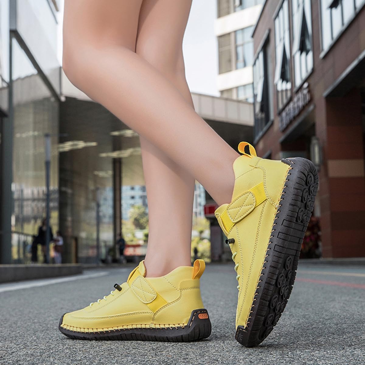 Bottines orthopédiques pour femme, en cuir, imperméables, à enfiler, légères, pour la marche, la randonnée, le camping, la conduite