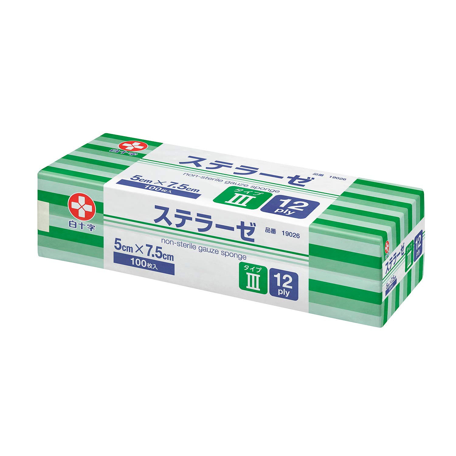 Amazon.co.jp: 白十字 ガーゼ ステラーゼ タイプIII 5×7.5cm 12折 100
