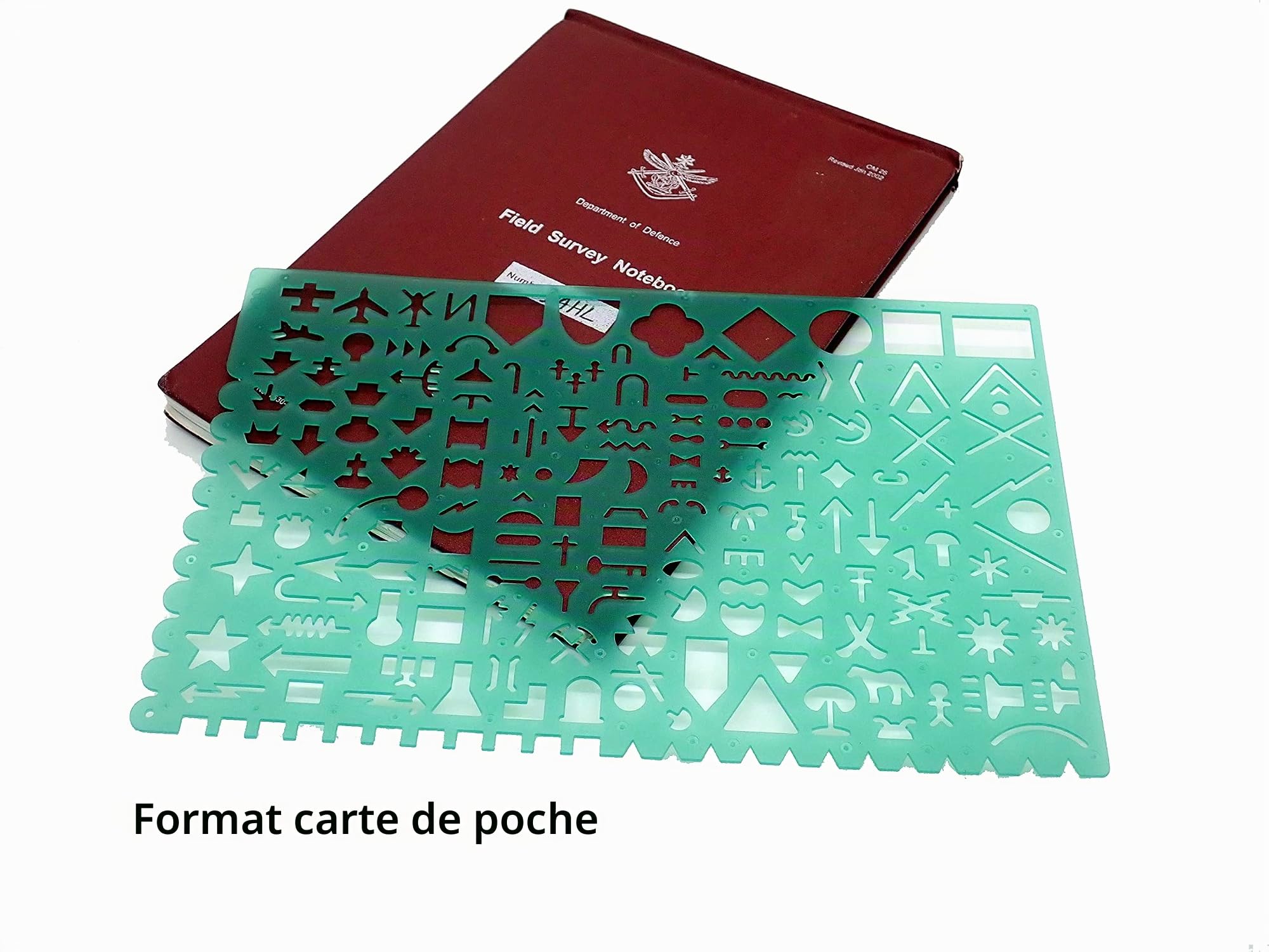 Pochoir Militaire Normographe — Symboles NATO Combat de Style Standardgraph, Signes Tactiques MIL-STD 2525 pour Cartographie Armée, Calques et Sable, PETG Réutilisable, Fabriqué en Australie