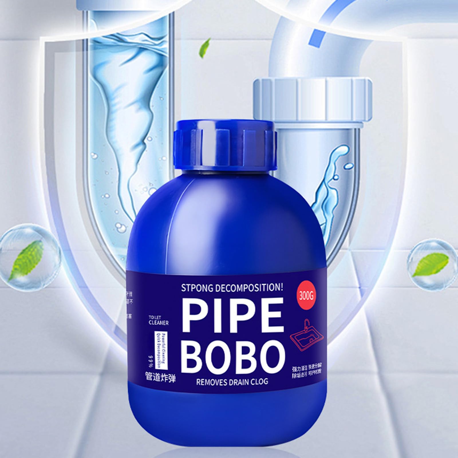 300g Pipe Bobo Cleaner, Pipe Bobo Drain Unblocker, Rohrreiniger Extrem Stark, Starker Abflussreiniger, Leistungsstarker Waschbecken- Und Abflussreiniger, for Den Außenbereich, Küche (3PC)