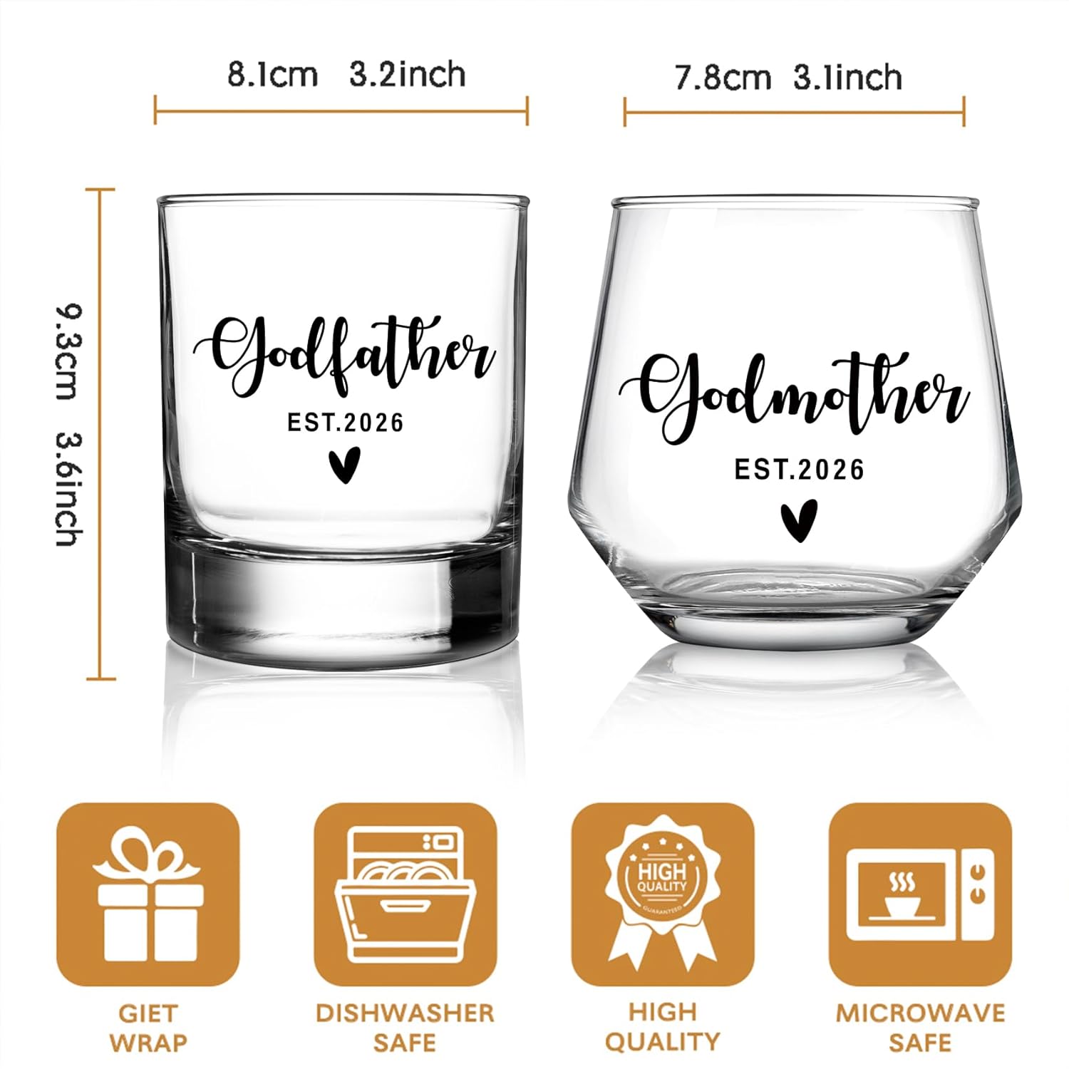Godparents Proposal Glasses Gift Set for Women Men, Godfather & Godmother Est2026, Will You Be My Godparents - Whiskey Glass, and Bottle Bag Gifts Set for godparents proposal, Christmas