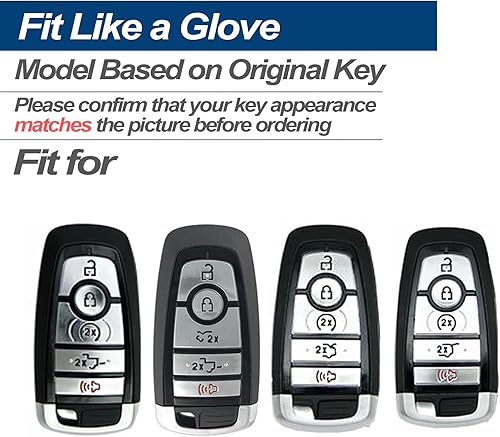 Miniatura 2 de Funda para llavero de piel compatible con Ford Edge Escape Bronco Expedition Explorer F-150 Lightning F-250 F-350 Super Duty Mustang Lincoln