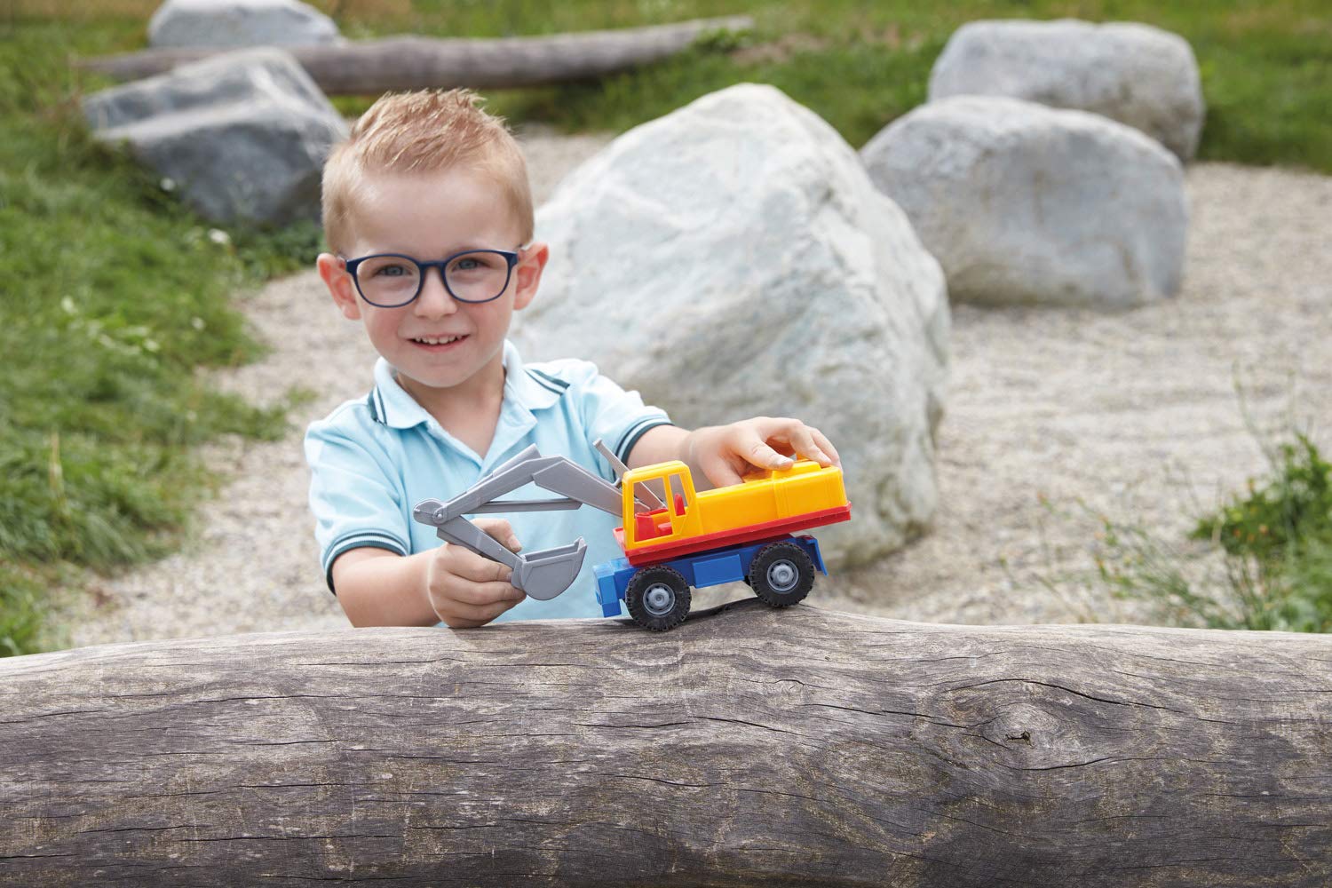 Lena Scavatrice Giocattolo Per Bambini 2+ Anni - Camion Escavatore Funzionante Con Benna Mobile, Multicolore, Gioco Sabbia E Giardino