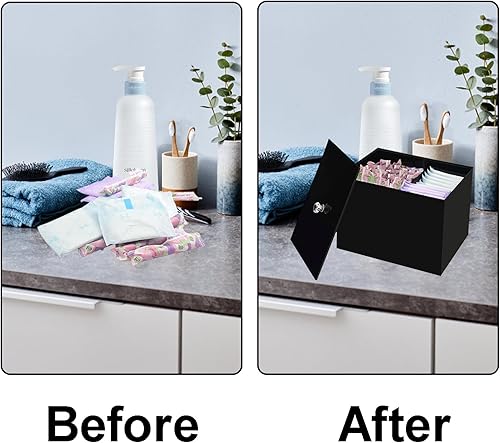 Miniatura 2 de Soporte para tampones para baño, almacenamiento de tampones de la semana del tiburón, organizador de baño acrílico con tapa, caja organizadora de