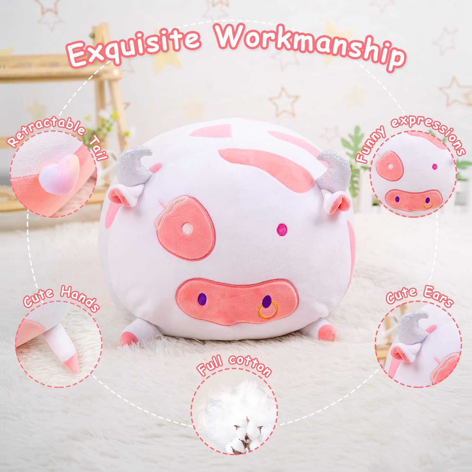 Mewaii Cuscino di Peluche Stitch 40CM Kawaii Giocattolo Abbraccio Giocattoli Mucche Animali di Peluche Bambola Morbido Natale Compleanno Regalo per Bambini Ragazze Ragazzi Amici