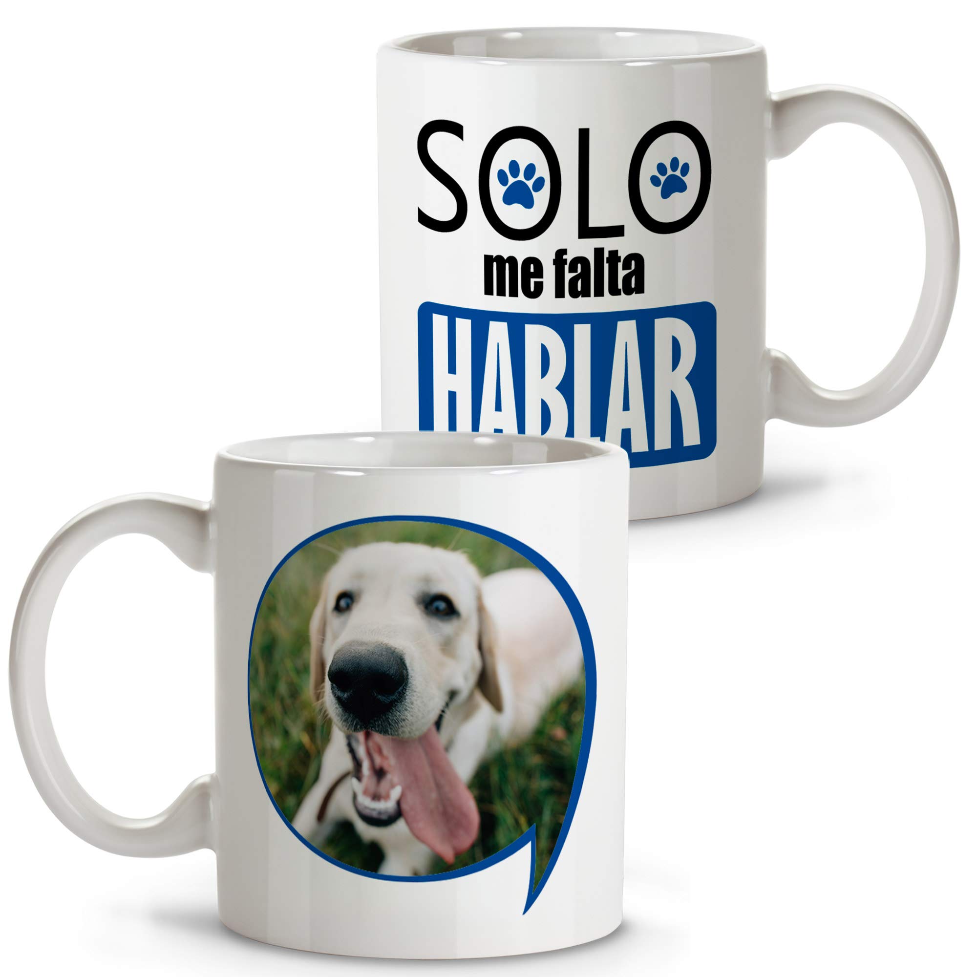 LolaPix Regalos Personalizados con Foto. Taza Personalizada. Regalo Personalizado. Foto Mascota. Taza Cerámica. Diseño Perro. Taza Perro Hablador