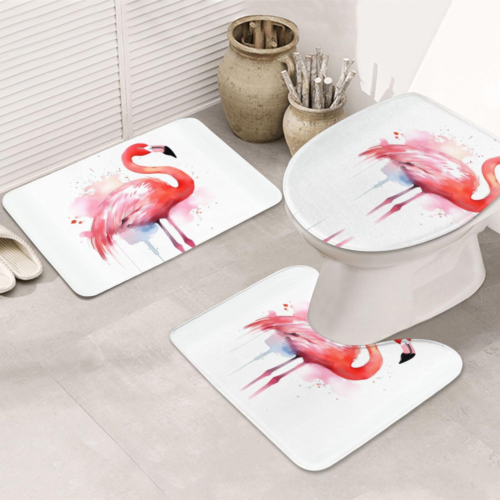 Tapis de salle de bain en U lot de 3 pour sol sec et décoration moderne