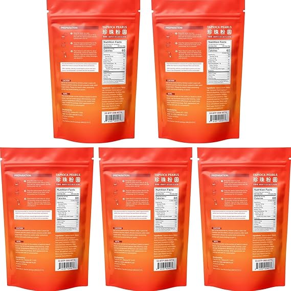 52USA Boba Tapioca Pearl, Black Sugar Flavor, Fresh Bubble Tea Pearl, 8.8 Oz (Pack of 5), Black Tapioca Pearl For Bubble Tea, Ready in 5 Minutes