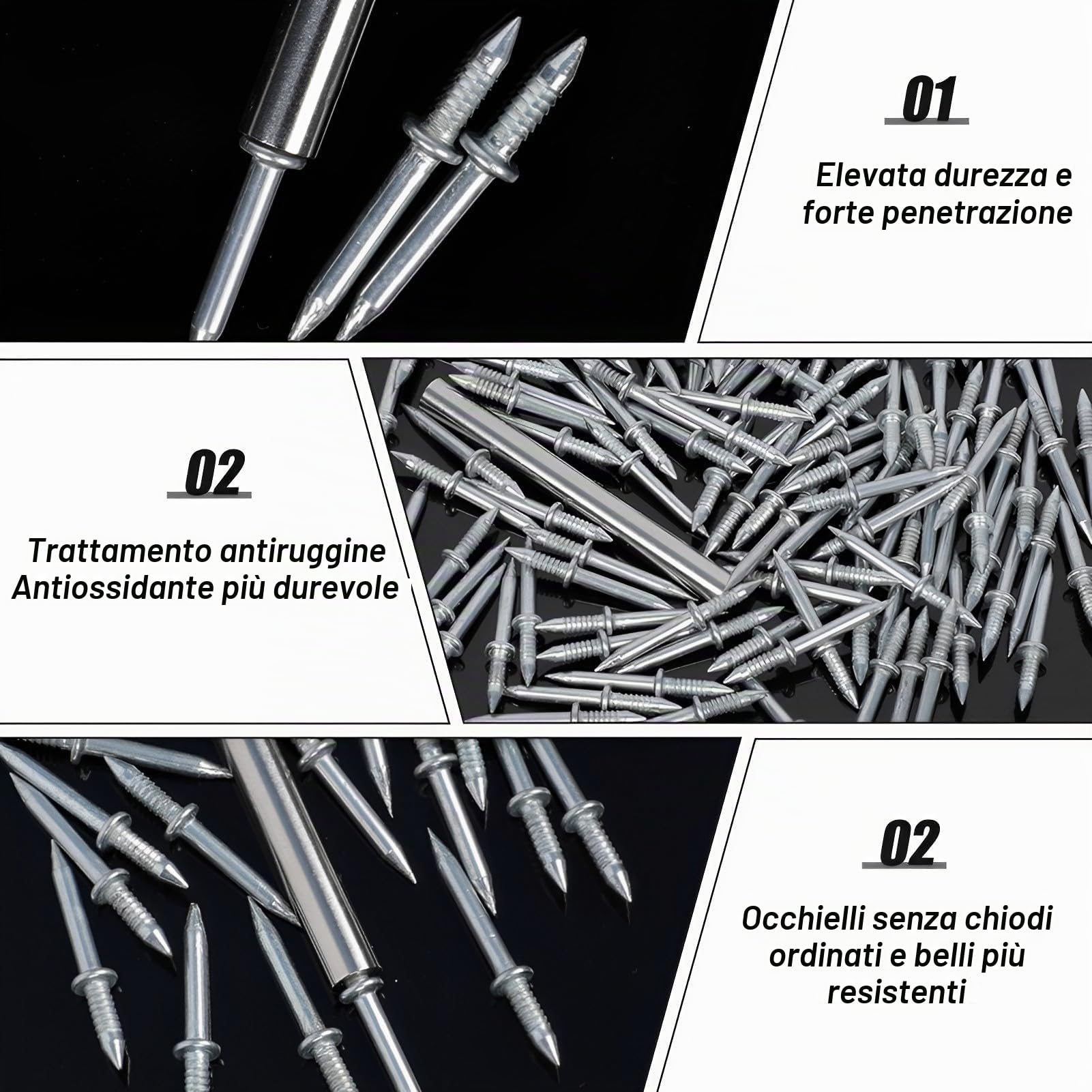 100 Pezzi Battiscopa A Doppia Testa Filo Chiodo Senza Cuciture, Chiodi a Doppia Testa, Viti di Sicurezza Invisibili con Manicotto specifico per Chiodi per la Manutenzione Domestica All'aperto