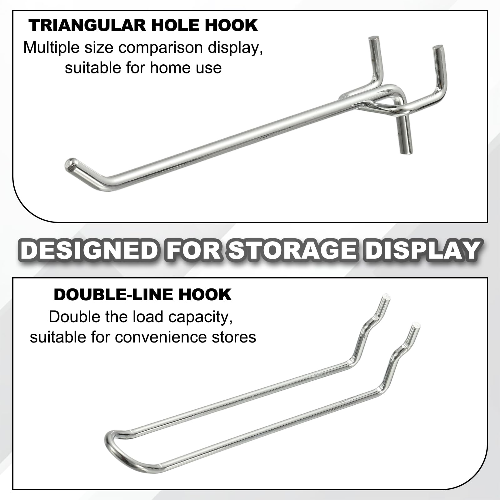 QUARKZMAN 12 Pc Ganci Per Pannello Forato 25 Cm 9.8 Pollici Kit Ganci Per Pannello Forato Adatto A Pannelli Forati 1/5" Per Garage Per Appendere Scaffalature Argento (Diametro Foro 1.2 Mm)