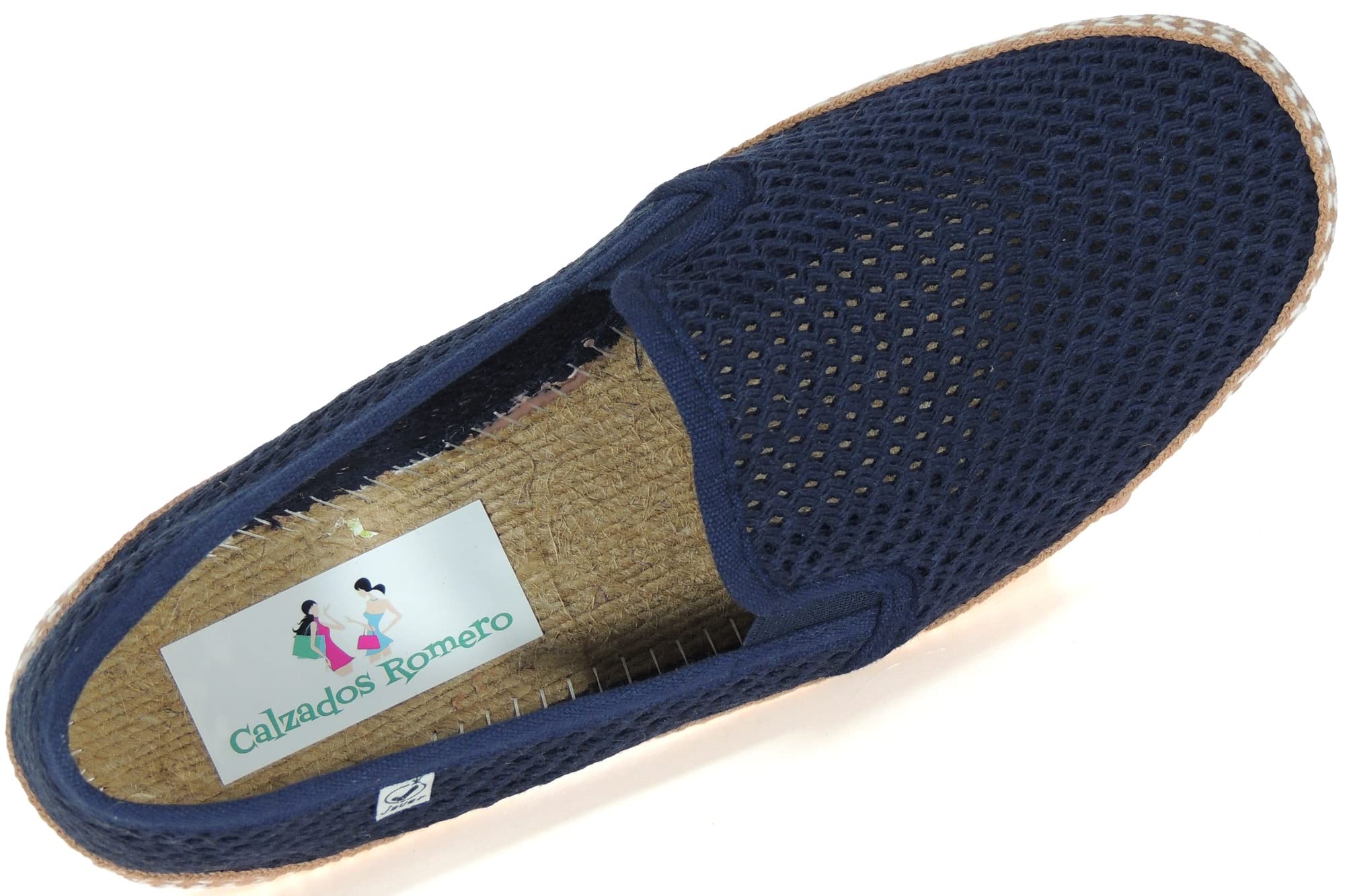 Calzados Romero JAVER - Zapatilla Cerrada en Doble Rejilla Algodón para Hombre - Plantilla Esparto - Piso de Goma - Para Calle. MARINO talla 44
