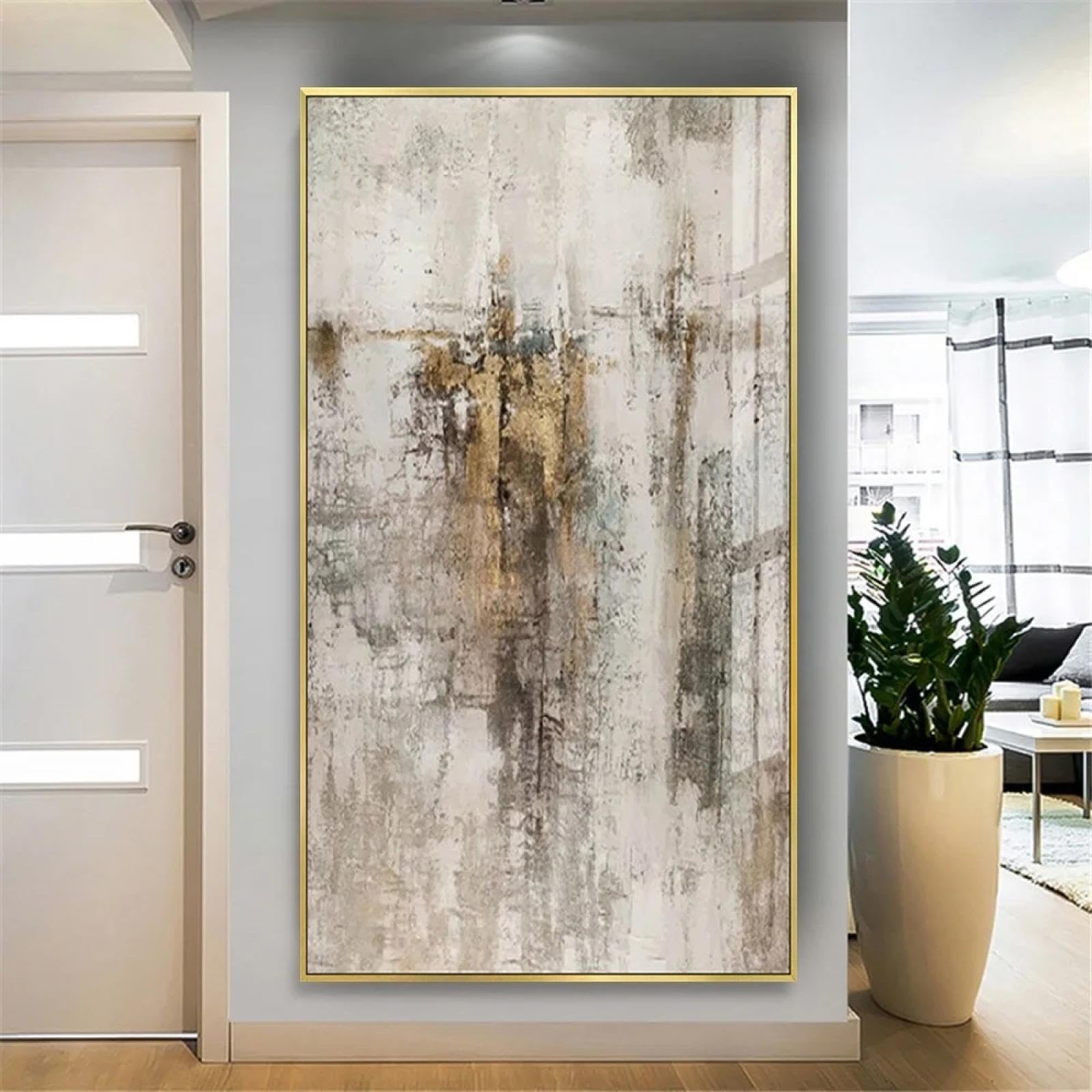 Lienzo abstracto moderno arte de la pared pintura al óleo lienzo pintura mural dorado cuadros para el hogar sala de estar hotel decoración de la pared 100x200cm/39x79in sin marco
