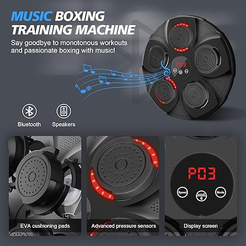 Miniatura 3 de GOENITZ Music Boxing Machine, Rechargeable Boxing Equipment Wall Mount, Home Smart Boxing Target Workout Machine, Electronic Focus Agility Training
