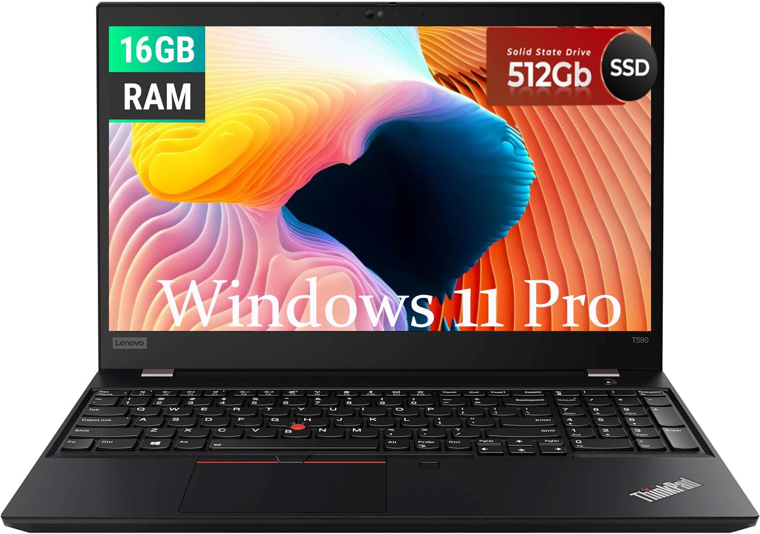 Lenovo ThinkPad T590 Business Notebook, processore Intel i7 4 x 1,8 GHz, 16 GB di memoria, SSD da 512 GB, display da 15,6 pollici, Full HD, 1920 x 1080 IPS, Cam, Windows 11 Pro (Generaluberholt)