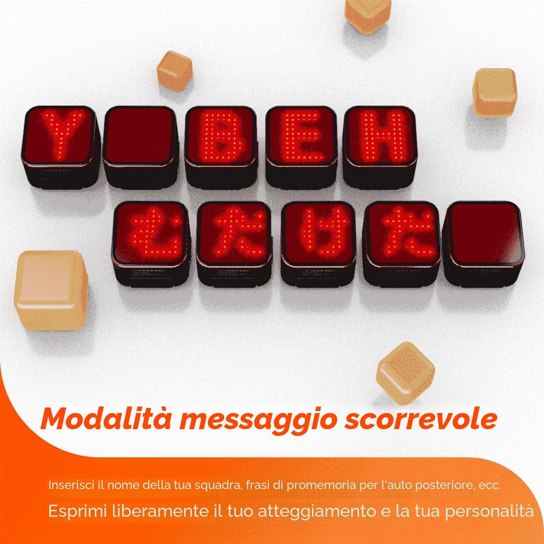 Magene L308 - Fanale posteriore intelligente per bici, altamente personalizzabile, con espressione intelligente, Bluetooth, leggero, senza cavo di ricarica, 96 luci LED COB IPX6 impermeabile