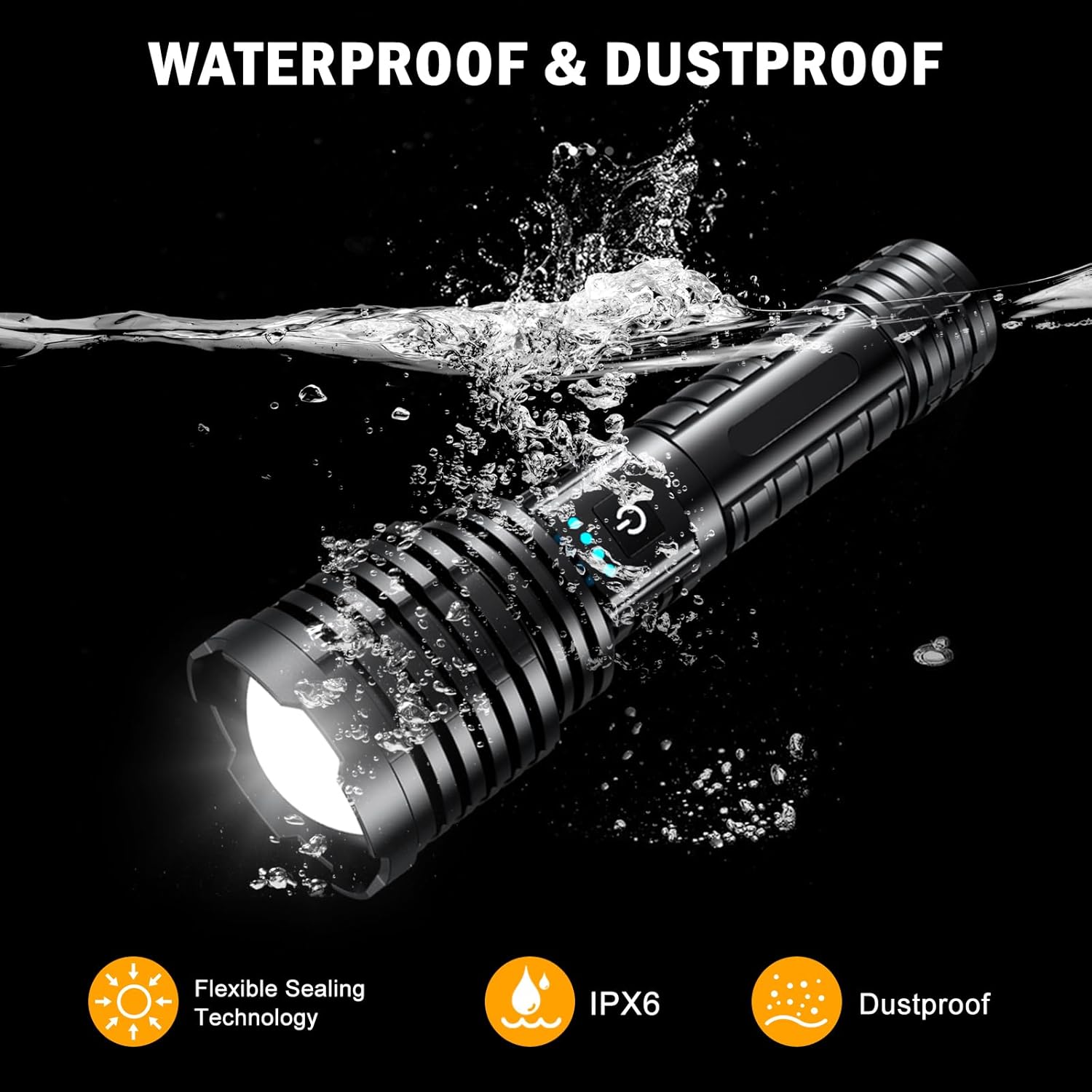 Weoxi Rechargeable Flashlights 5000.000 High Lumens,Super Bright LED Flashlight for Home Emergency, Waterproof Handheld Flashlights with Pouch, 5000mAh Battery, Spotlight and Floodlight Function