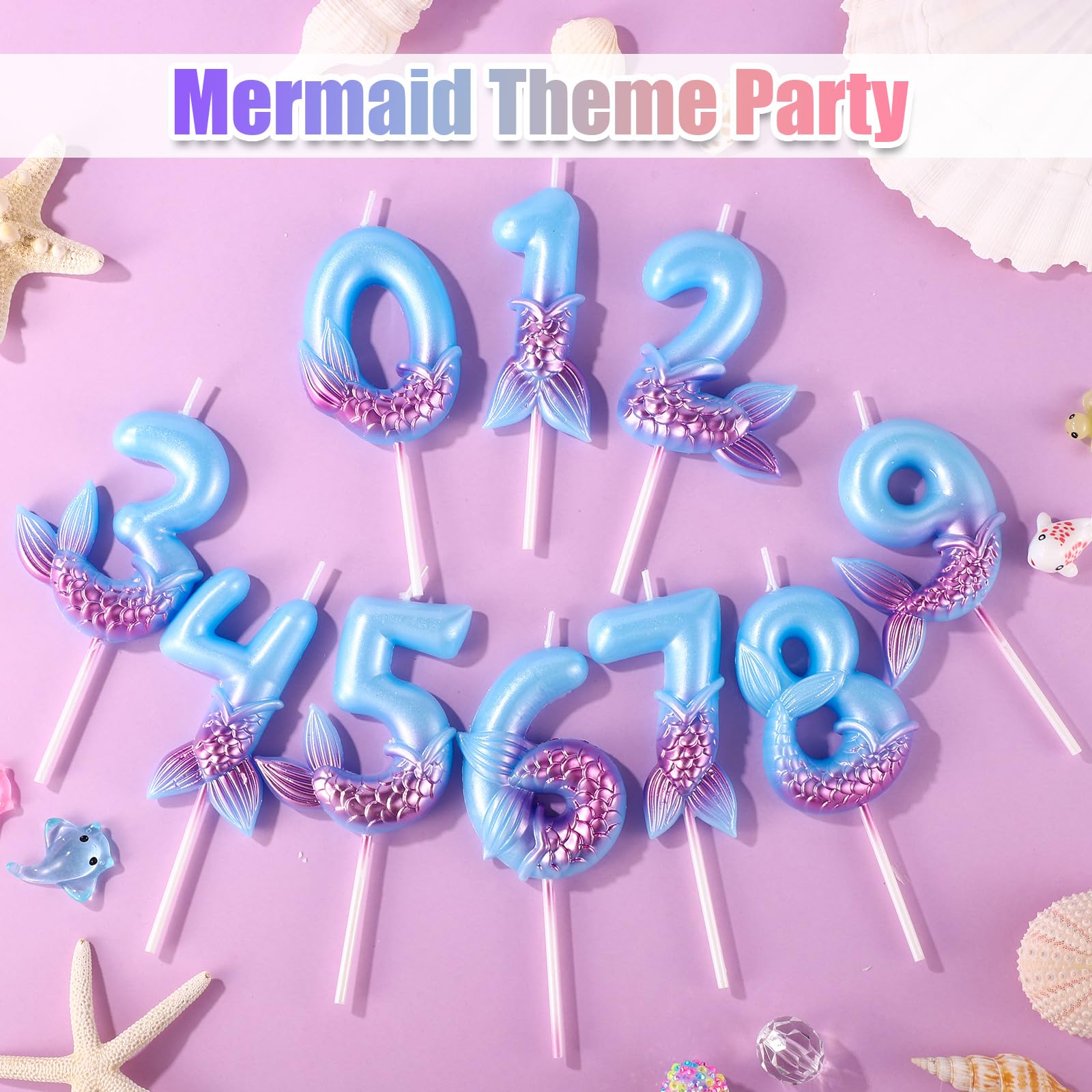 Candela Di Compleanno A Forma Di Sirena – Numero 8 Blu – Per Torte A Tema Mare