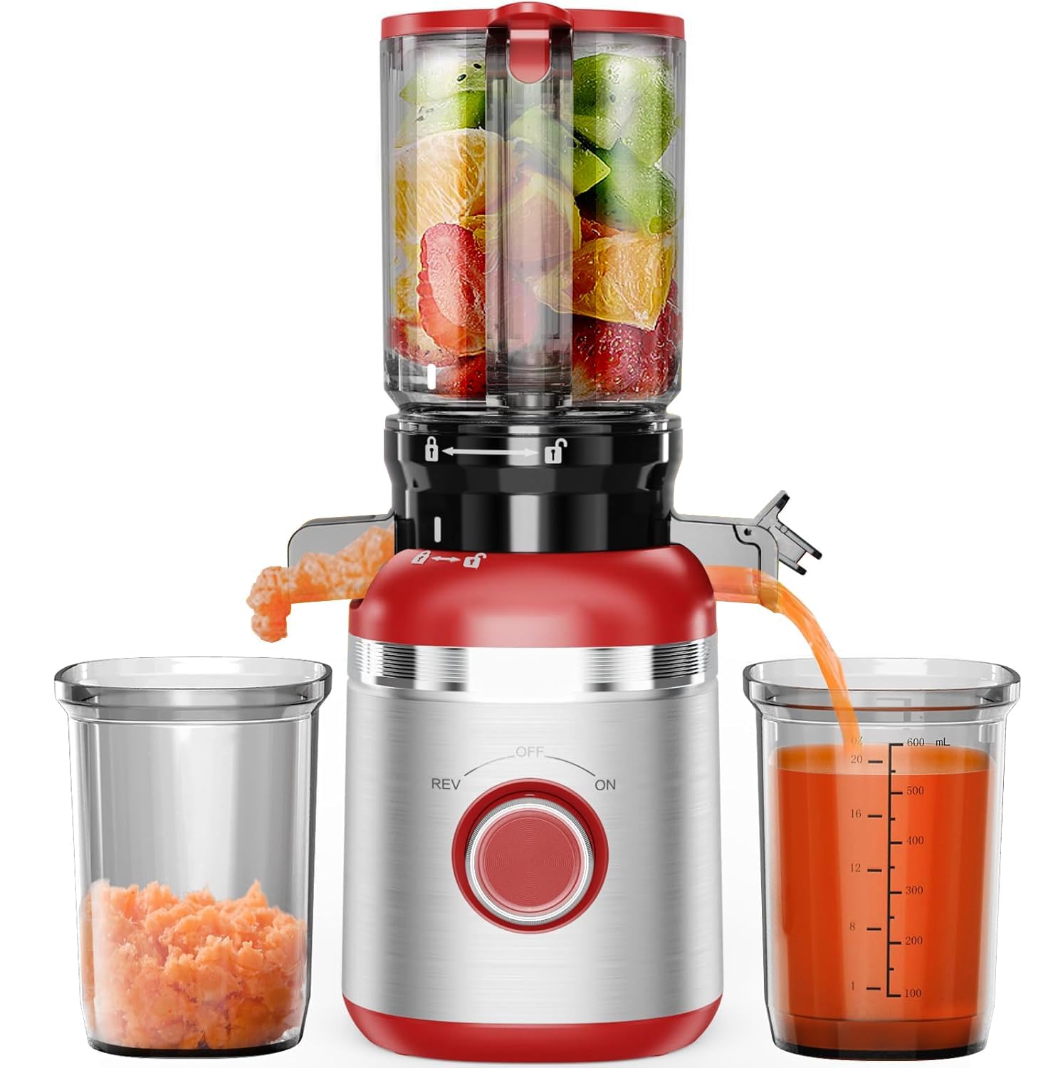 Juicer Machines Cold Press Juicer for Whole Vegetables Fruits Slow Masticating Juicer Maker with Wide Feed Chute High