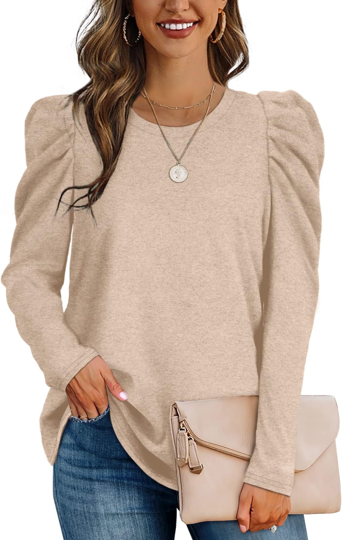 AokosorClearance Women Long Sleeves Tops Casual Sweatshirt Soft Fashion Shirts