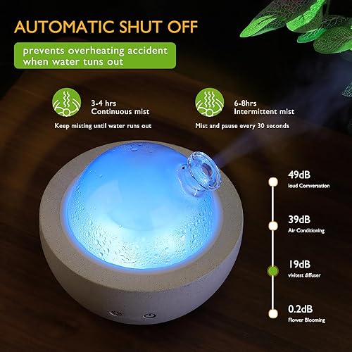 Miniatura 5 de Difusor de aromaterapia de aceite esencial para el hogar dormitorio habitación grande piedra de vidrio ultrasónico aroma aroma niebla difusor de