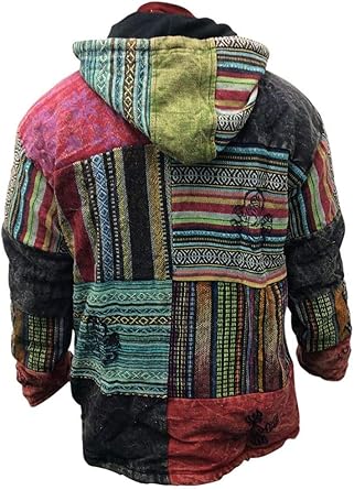 SHOPOHOLIC FASHION Men's Patchwork Fleece Cross Zip Jacket