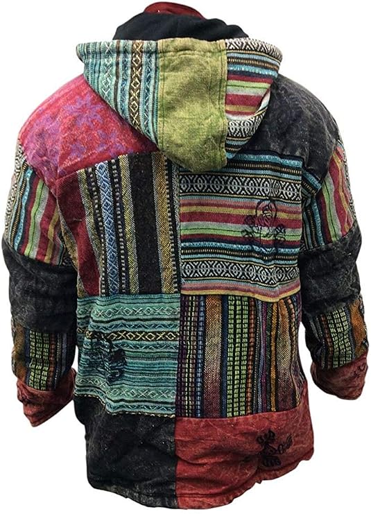 SHOPOHOLIC FASHION Men's Patchwork Fleece Cross Zip Jacket