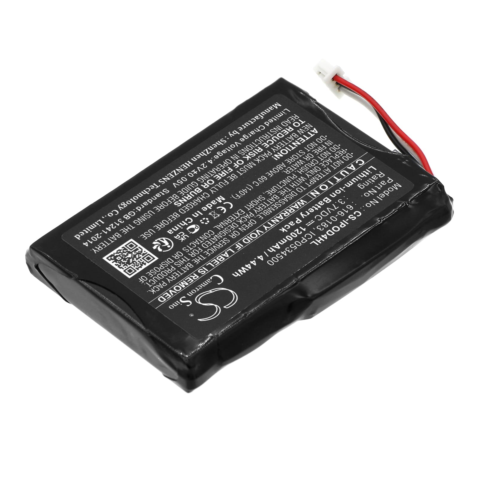 TECHTEK Batterie 1200mAh Compatible avec A1059, A1099, iPOD 4th Generatio, iPOD 4th Generation, Generation Photo, Photo, U2 20GB Color Display MA127, 30GB M9829, 30 FBA