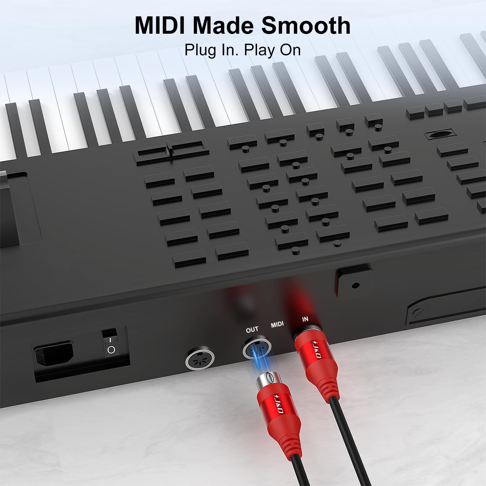 J&D Câble MIDI 5 Pin DIN, Mâle à Mâle, Compatible avec Clavier, Synthétiseur, Effets Multi-Guitare, Interface Audio/Mixer/Amplificateur, Carte Son Externe (Rouge, 0,9 m)