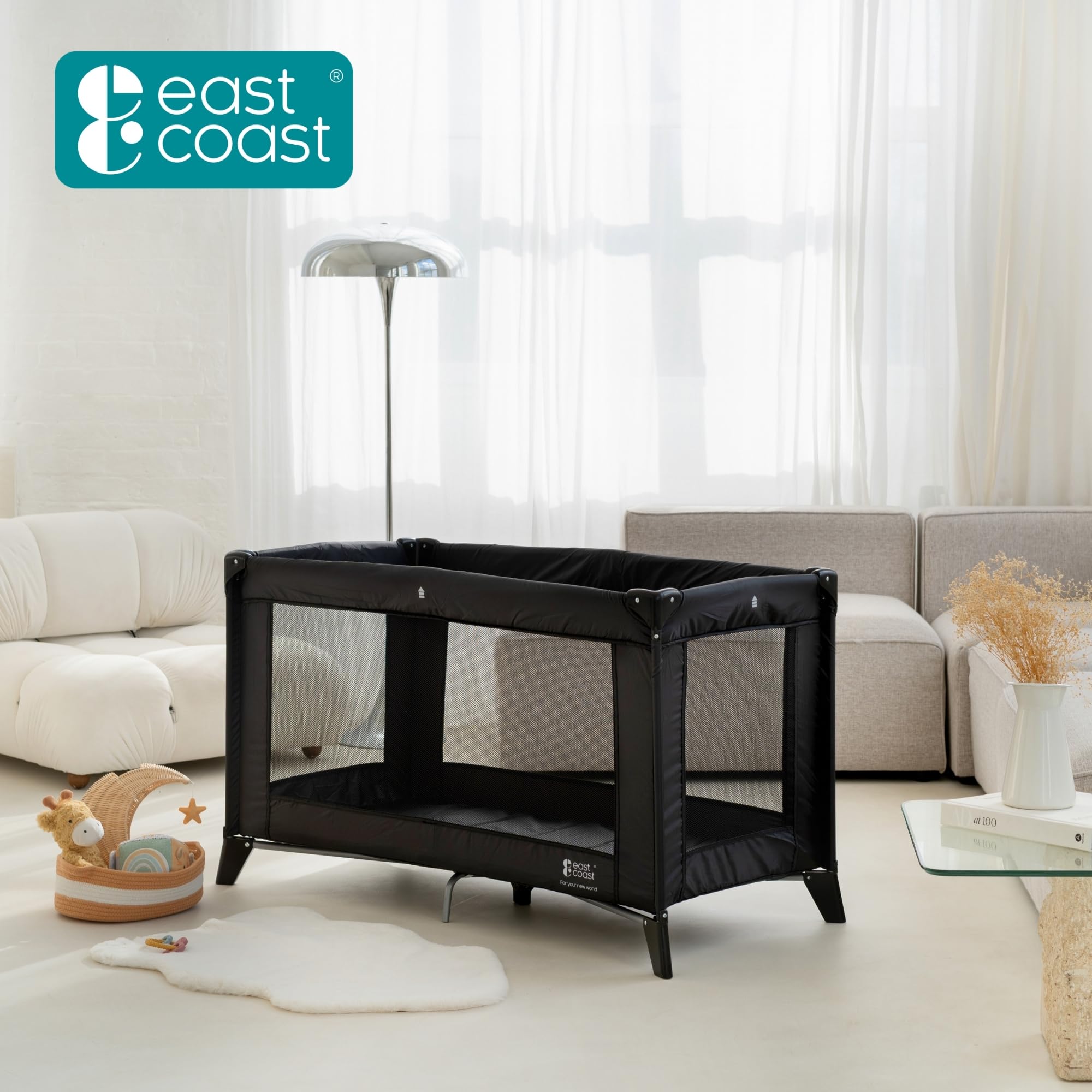 EastCoast Travel Cot with Padded Mattress Lightweight Compact and Portable Baby Bed 120 x 60 cm — view 6