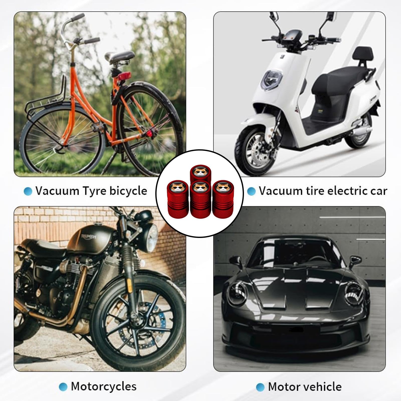 Wheel Valve Cap Set, Tire Valve Caps - 4X Aluminum Car Tire Valve Caps | No Air Leakage Air Valve Cap Built-in Rubber Ring for Trucks