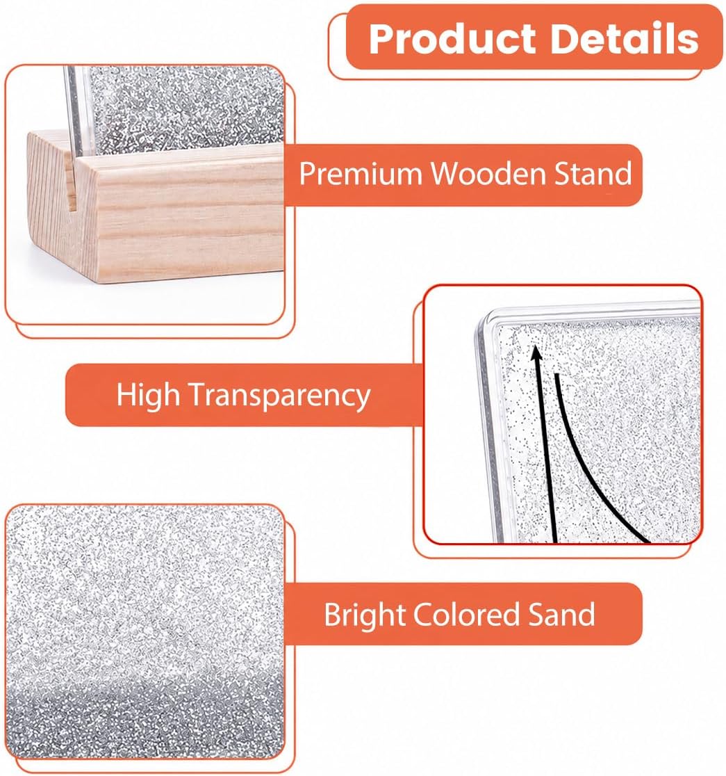 Inspirational Gifts for Women Men, Motivational Desk Decor for Coworker Employee Friend, 1% Better Every Day Moving Sand Glitter Desk Decorative Sign Home Office Decor, Silver image 3