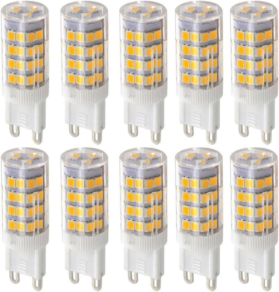 iLampens LED Replacement Light Bulb - 5W LED Bulb 52pcs 2835 SMD AC 120V 280-300 Lumen Warm White Replacement Halogen G9 Corn Light Bulb Interior Fixtures Equivalent, 10-Pack