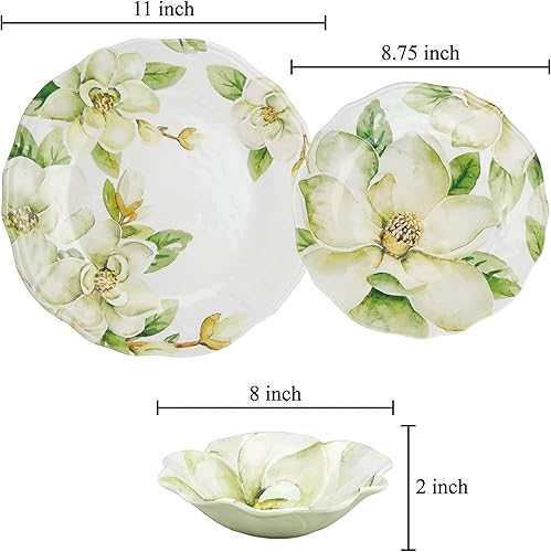 Miniatura 30 de UP ware Campanula - Juego de vajilla de melamina de 12 piezas, juego de platos para exteriores, juegos de platos y cuencos, servicio para 4, azul