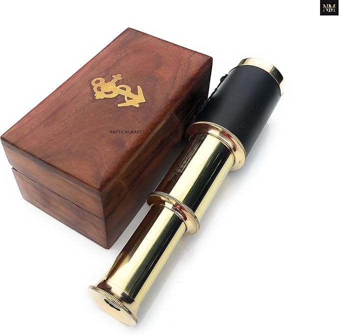 Telescopio de Latón de 6" con Caja de Madera de Rosa - Vintage miniatura 4