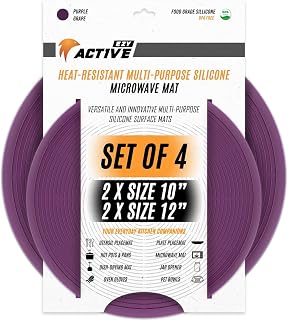 Set of 4 Multi-Use Silicone Mats – Microwave Pot Holders, Food Cover, Trivet, Hot Pads, Kitchen Pot Holders, and Resin Molds (Purple, 4-Set-(10"+12"))