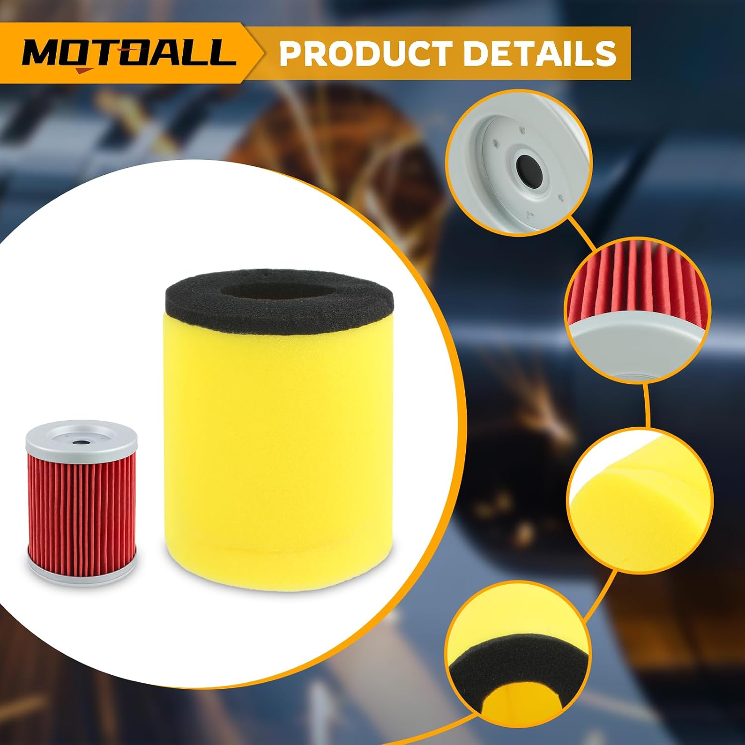 MOTOALL 13781-19B00 Motorcycles Air Filter Set Fit for Suzuki Quadrunner 250 2x4 4x4 1987-2001 for King Quad 300 1991-2002 Replaces 1378119B00