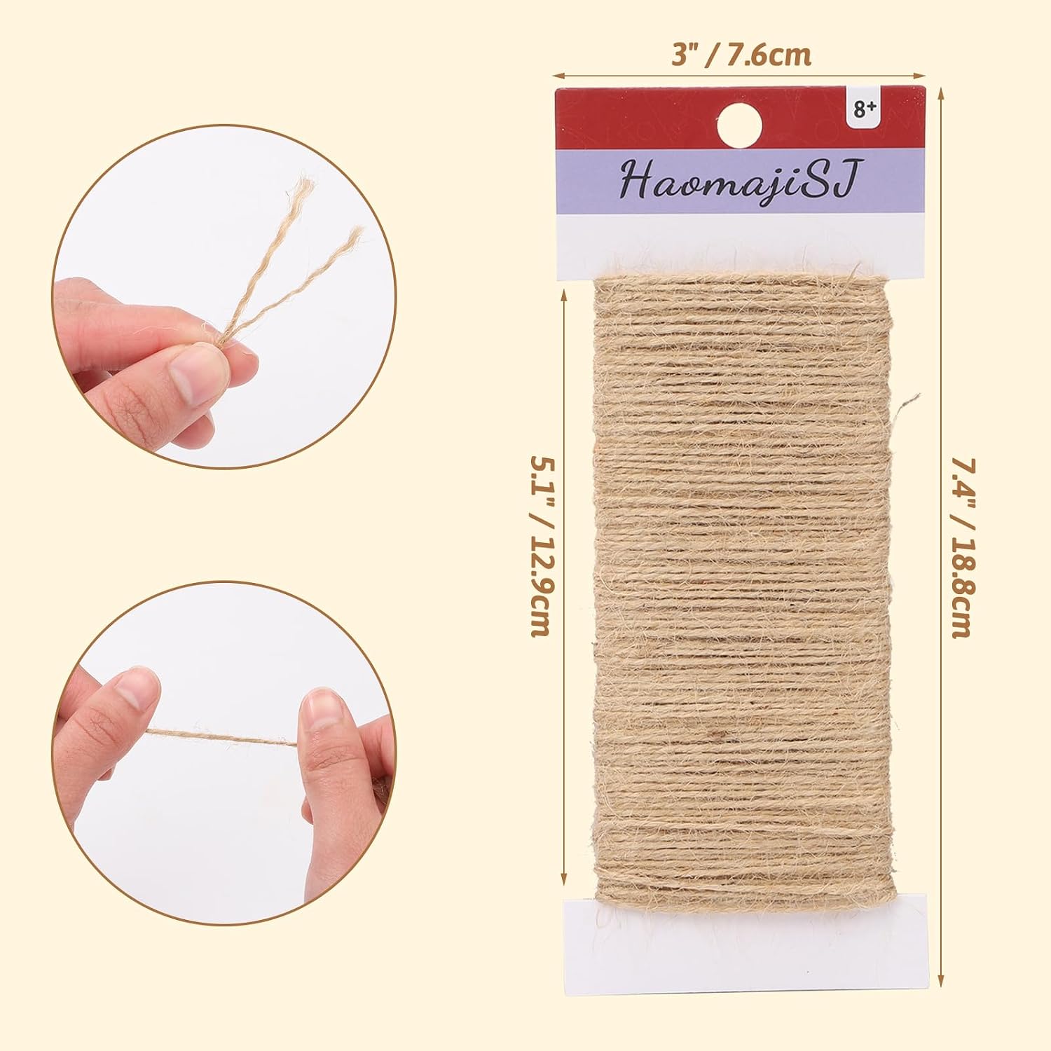 1.5mm 2Pack Brown Natural Jute Twine 328FT Total for Gift Wrap, DIY Crafts thumbnail