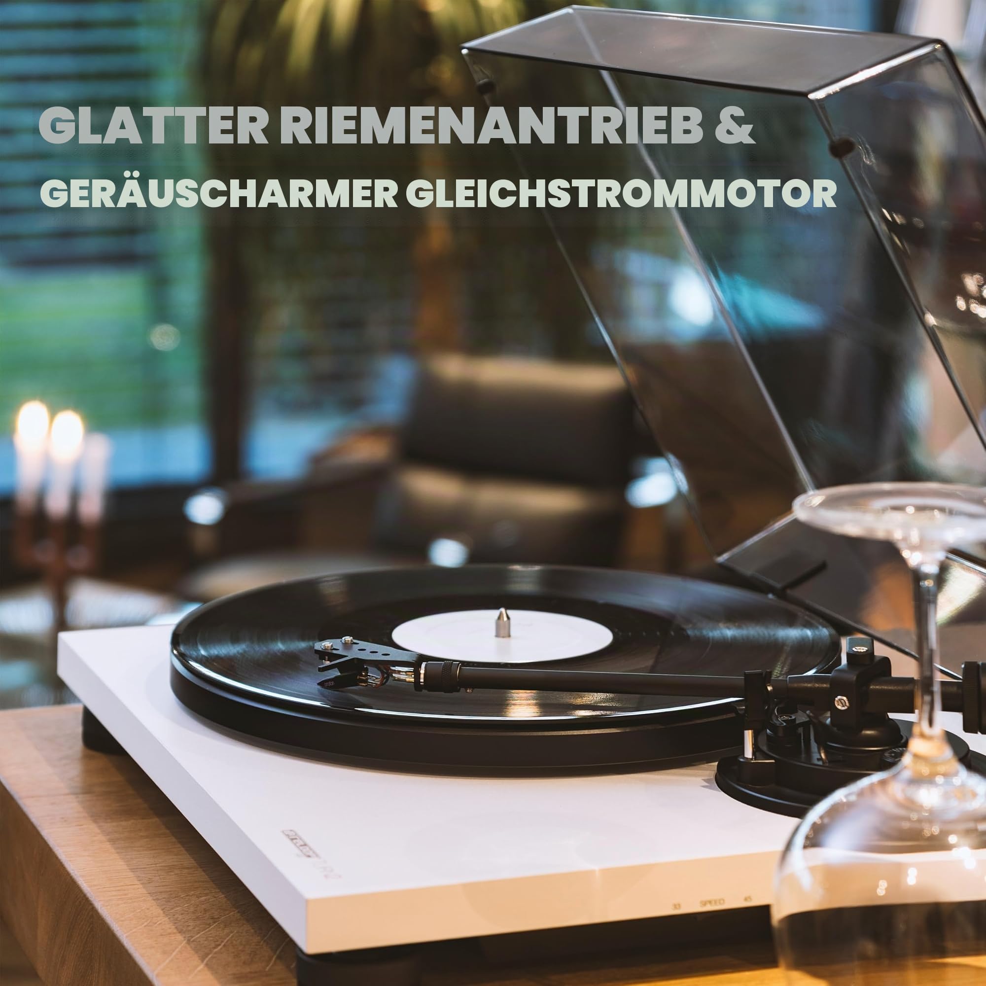 Reloop Turn 2 – Riemenangetriebener analoger HiFi Plattenspieler (33/45 RPM) mit geradem Tonarm, Ortofon OM10 Tonabnehmersystem, druckgegossener Aluminium-Plattenteller mit Chromumrandung