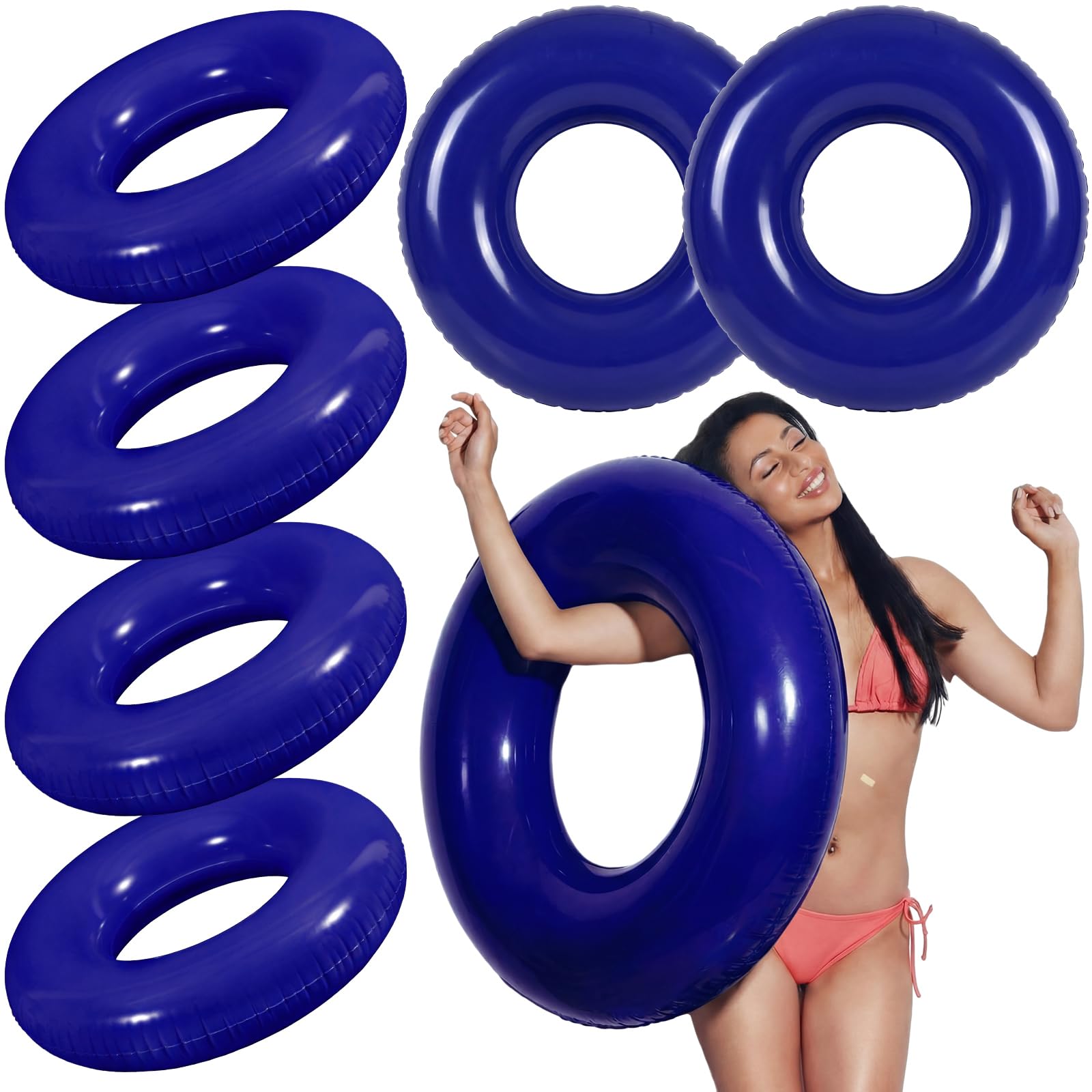 JellyArch 6 Pcs Inflatable Pool Floats 28 Inches Swim Tube Bulk for Adults Swimming Ring Pool Floaties for Beach Party Decorations Women and Men River