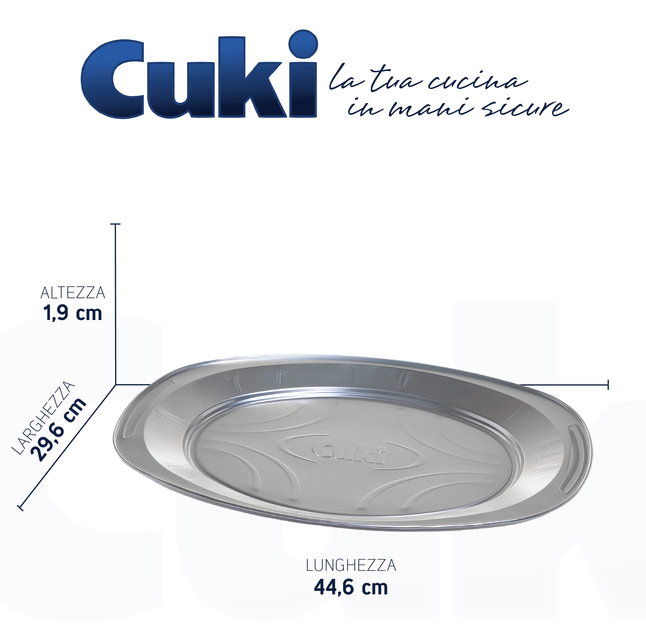 Cuki Vassoi alluminio - Ultra Forza - con manici - 8 porz [VS43] - 12 vaschette (Multipack) Argento